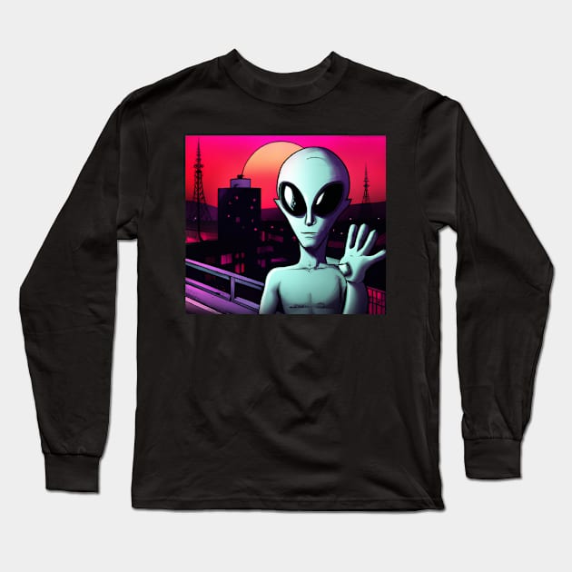 Friendly Alien Long Sleeve T-Shirt by Starbase79